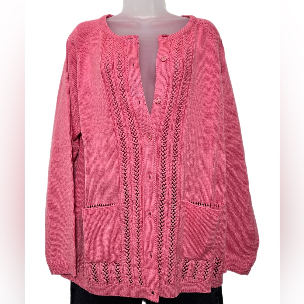Vintage Deadstock Crochet Oversized Lightweight Buttoned Cardigan Sweater